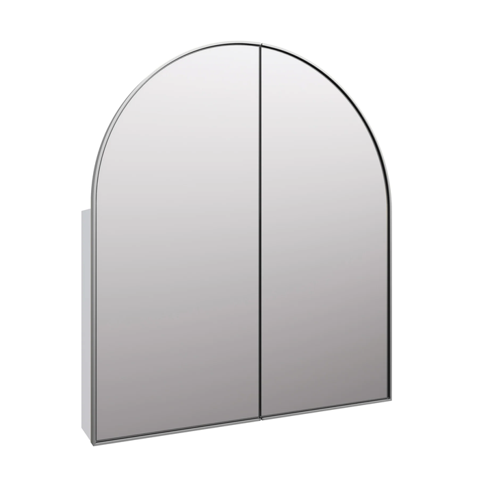Future Glass Aria Framed Arch Mirror Cabinet - Arch 860 x 760mm - Brushed Nickel