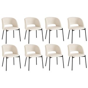 Oikiture 8x Armchair Dining Chair Accent Chairs Tub Armchairs Sherpa White&Black