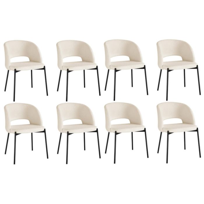 Oikiture 8x Armchair Dining Chair Accent Chairs Tub Armchairs Sherpa White&Black
