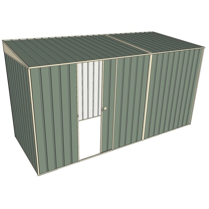 Build-a-Shed 1.5 x 3.7 x 2m Single Sliding Side Door Skillion Shed - Green