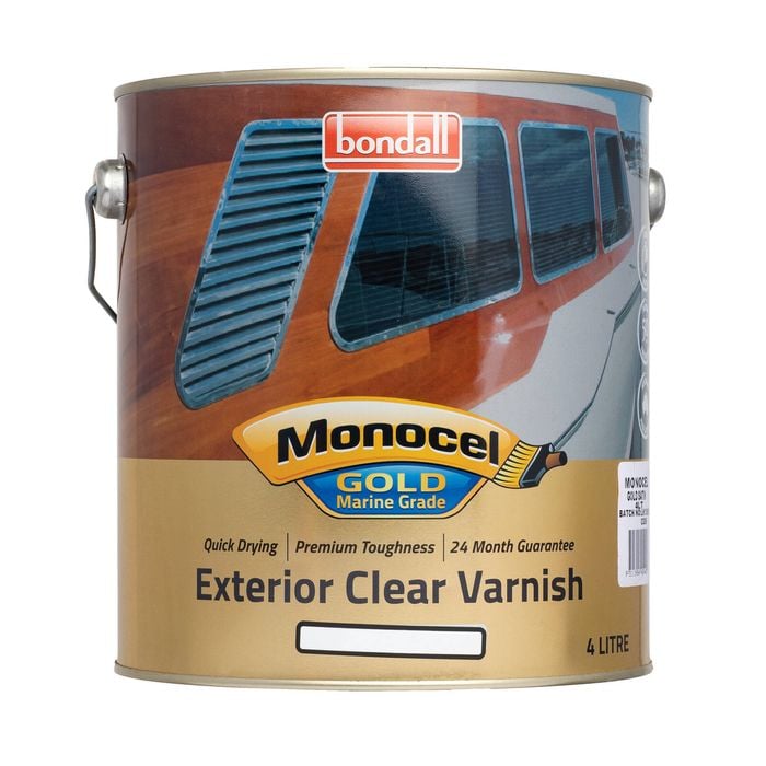 Bondall 4L Monocel Clear Gloss Gold Marine Grade Timber Varnish