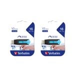 2x Verbatim Store'n'Go V3 16GB USB 3.0 Stick Drive - Caribbean Blue
