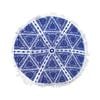 Zulu Triangle Blue 100% Cotton Round Beach Towel 150cm Diameter + 5cm Fringe
