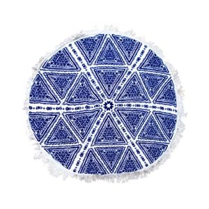 Zulu Triangle Blue 100% Cotton Round Beach Towel 150cm Diameter + 5cm Fringe