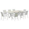 FurnitureOkay Marina-Mosman 9-Piece Ceramic Outdoor Extendable Dining Setting - White