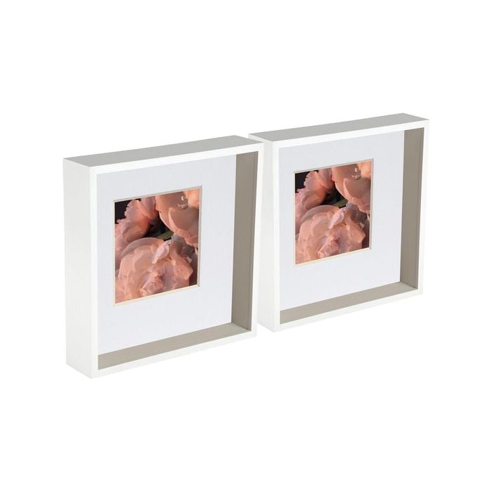 Nicola Spring 2 Piece 10 x 10 3D Shadow Deep Box Photo Frame Set - Craft Display Picture Frame with 6 x 6 Mount