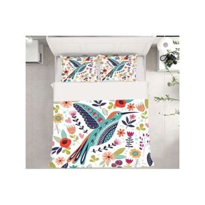 3D Colorful Petal Bird 96 Bed Pillowcases Quilt Queen Size