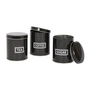 Harbour Housewares 3pc Round Metal Tea Coffee Sugar Canister Set