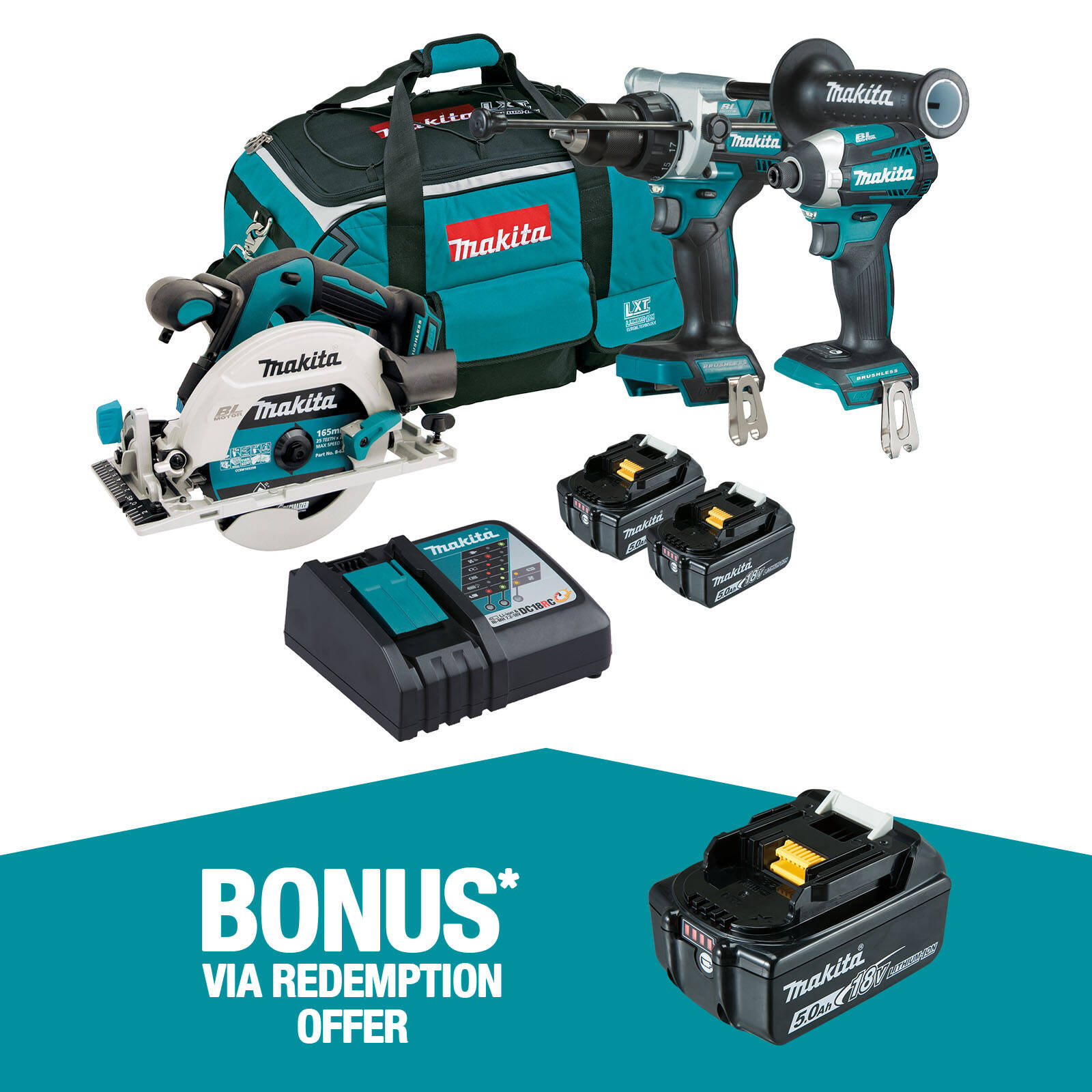 Makita Brushless 3 Piece Combo Kit DLX3169TX1 product image