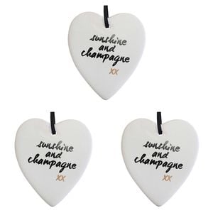 3x Ceramic Hanging 8x9cm Heart Sunshine w/Hanger Ornament Home/Office Room Decor