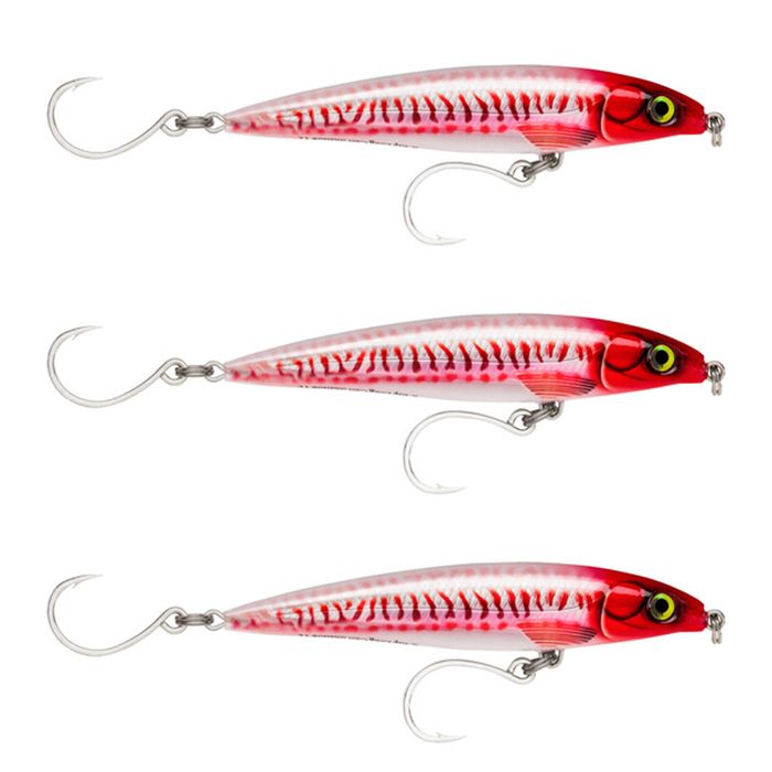 3x Rapala 14cm Saltwater X Rap Long Cast Shallow Minnow Fish Lures -Red Head UV