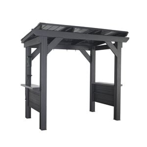 Backyard Discovery Rockport 2.6m x 1.6m Galvanised Steel Hardtop Barbeque Gazebo with Bar Tops and PowerPort