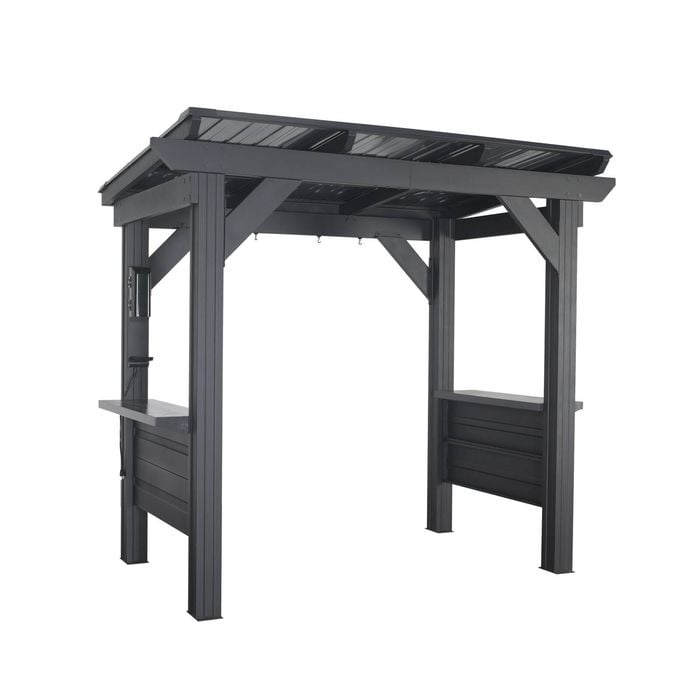 Backyard Discovery Rockport 2.6m x 1.6m Galvanised Steel Hardtop Barbeque Gazebo with Bar Tops and PowerPort