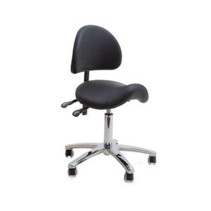 Adjustable Saddle Stool With Backrest | Ergonomic Comfort For Healthcare & Professionals - Black