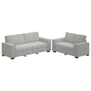 vidaXL 2 Piece Sofa Set with Cushions Light Grey Velvet sofa velvet sofa