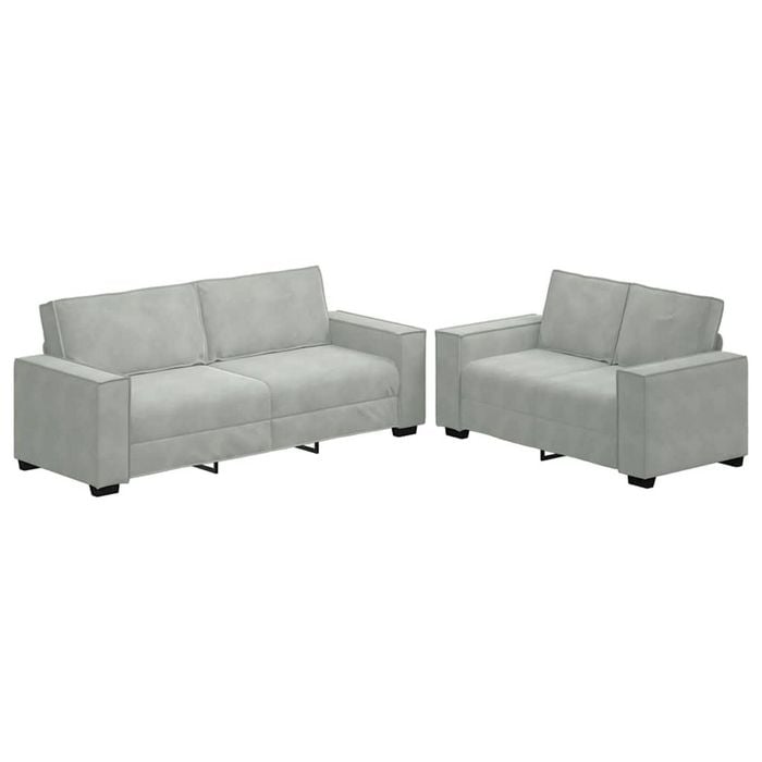 vidaXL 2 Piece Sofa Set with Cushions Light Grey Velvet sofa velvet sofa