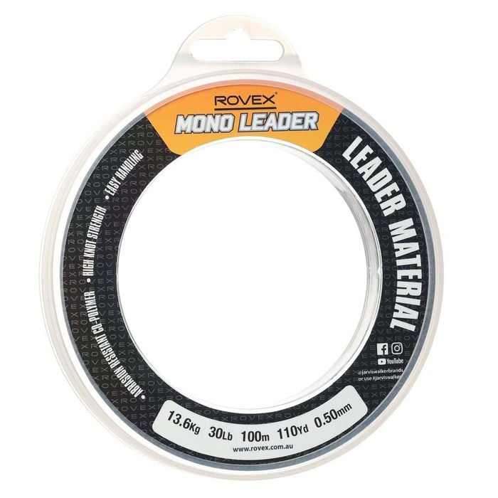 Rovex 100m Clear Monofilament Fishing Leader 30lb
