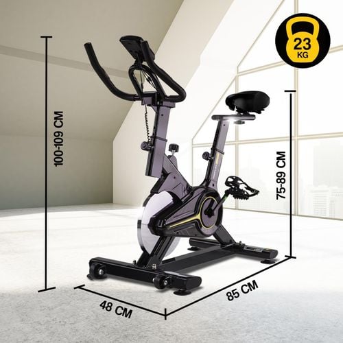 PROFLEX Commercial Spin Bike Flywheel Home Gym Yellow Bunnings Australia