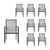 Oro 8pc Set Aluminium Outdoor Dining Chair Charcoal