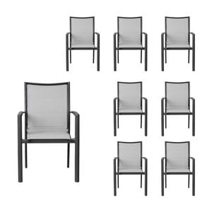Oro 8pc Set Aluminium Outdoor Dining Chair Charcoal