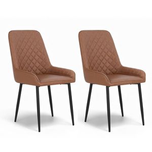 1 Set of 2 Artiss Dining Chairs PU Leather Brown