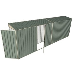 Build-a-Shed 0.8 x 6 x 2m Hinged Door Tunnel Shed with Single Hinged Side Door - Green