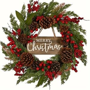 Lifebay Christmas Wreath with Pinecones & Berries