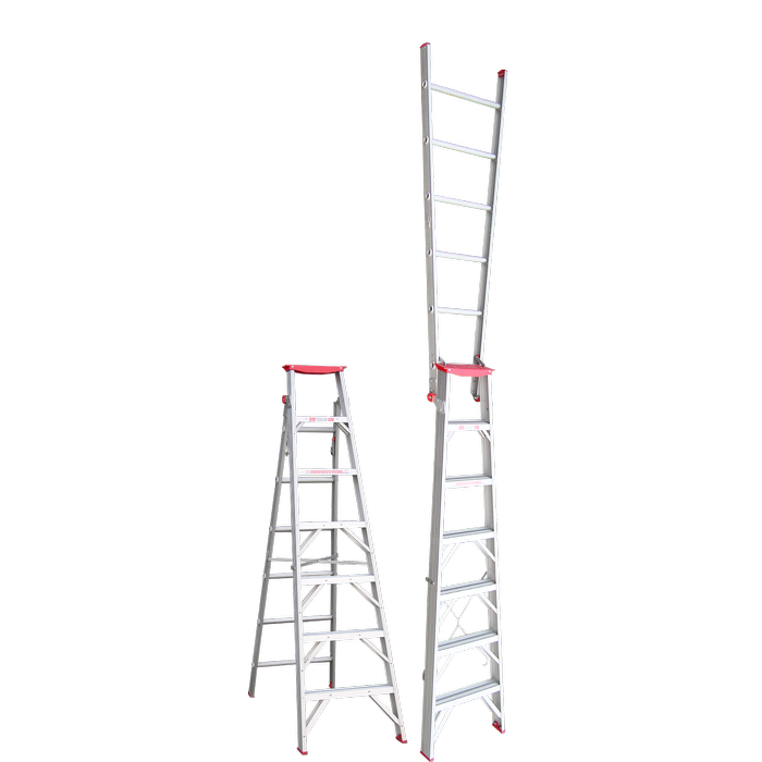 Indalex 2.1 - 3.8m 150kg Industrial Aluminium Tradesman Dual Purpose Step Ladder