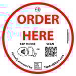 Tap and Share Contactless Sharing Smart NFC 'Order Here' Epoxy Sticker + QR code