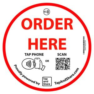 Tap and Share Contactless Sharing Smart NFC 'Order Here' Epoxy Sticker + QR code