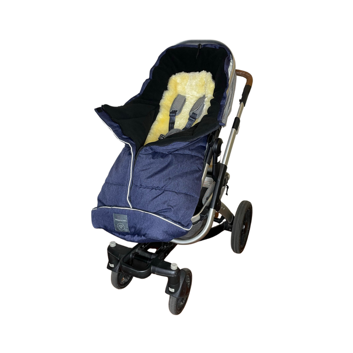 Naturally Sheepskins Combi Linear Navy Fleece Footmuff with removable Natural Lambskin Liner (Universal Fit)