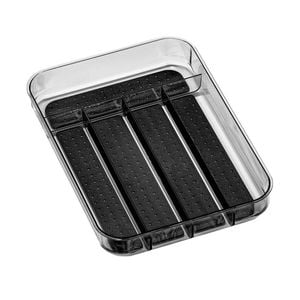 Madesmart Clear Soft Grip 5 Compartment Cutlery Tray Carbon