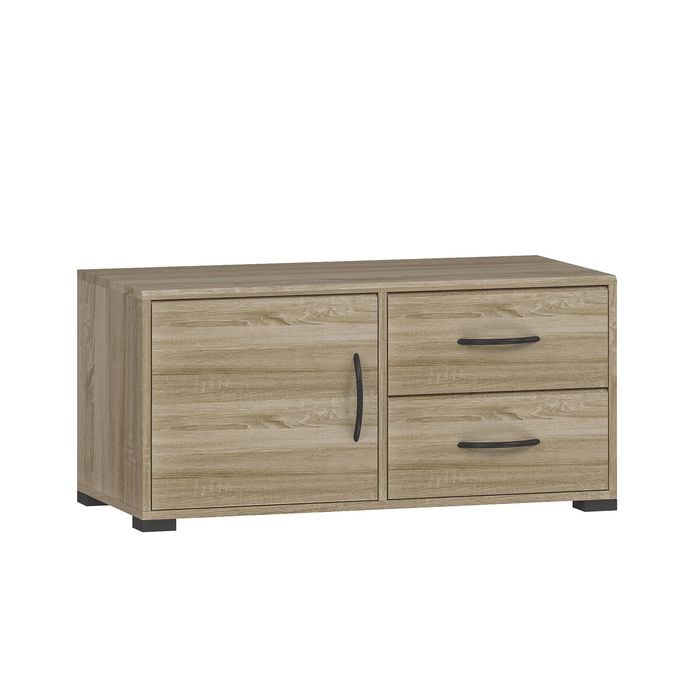 Practa Lowline TV Entertainment Unit Bundle - 2 Drawers 1 Door - Oak