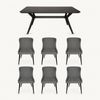SK Designer Living | 7-Piece Dining Set | Doreen Wood Dining Table 180cm & Osaka Upholstered Dining Chair | Black - Grey Fabric