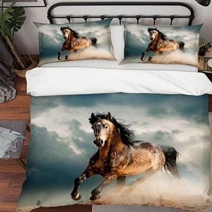 3D Running Horse 005 Bedding Set Pillowcases Quilt Duvet Cover Set Queen King