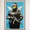 Galrie Banksy Flying Copper Art Print - Iconic 2003 Artwork on Museum-Quality Paper, Black Frame, 50 x 70cm (20 x 28inch)