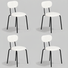 Ufurniture Dining Chairs Set of 4 Sherpa Fabric Kitchen Chair with Cushion Backrest & Metal Legs Beige