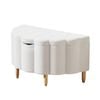 Oikiture Boucle Storage Ottoman Scallop Chest Blanket Box White
