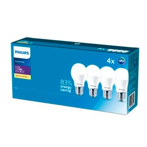 Philips A60 E27 LED 1150Lm Warm White 11W Globe - 4 Pack