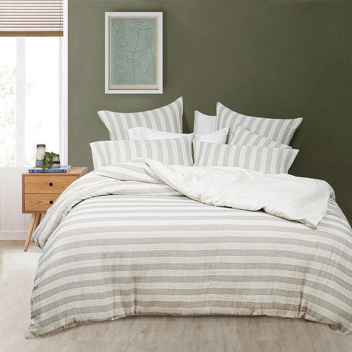 Woden Queen Bed Quilt Cover Percale Cotton Stone Home Bedding