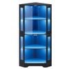 Ufurniture 160cm Display Storage Cabinet With Sensor Led Lights And Glass Doors 4-tier Shelves Bookcase Black
