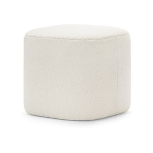 Podd 40cm Boucle Cream Square Rounded Ottoman Pouf Stool