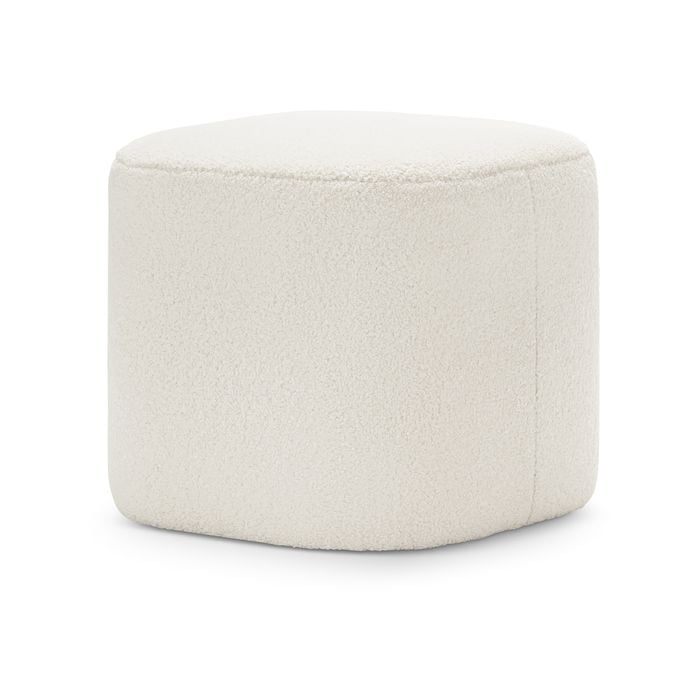 Podd 40cm Boucle Cream Square Rounded Ottoman Pouf Stool