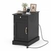 Costway Bedside Table End Cabinet Nightstand Charging Drawer Black