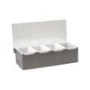 Cocktail Bar 4 Compartment Condiment Dispenser - Stainless Steel and Plastic