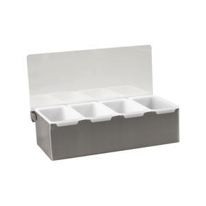 Cocktail Bar 4 Compartment Condiment Dispenser - Stainless Steel and Plastic