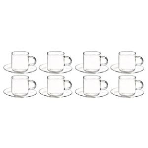2x 4pc Coffee Culture Odin 90ml Glass Beverage Espresso Cups & Saucers Set Clear