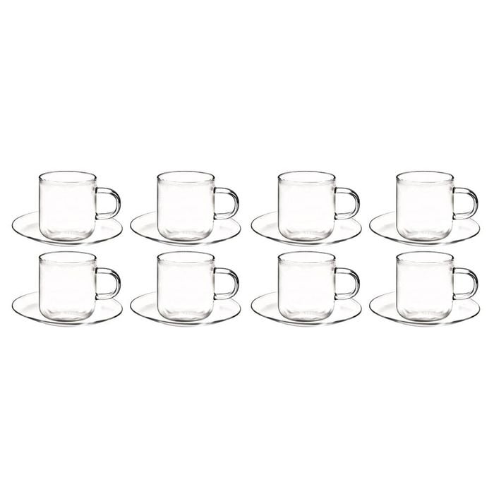 2x 4pc Coffee Culture Odin 90ml Glass Beverage Espresso Cups & Saucers Set Clear