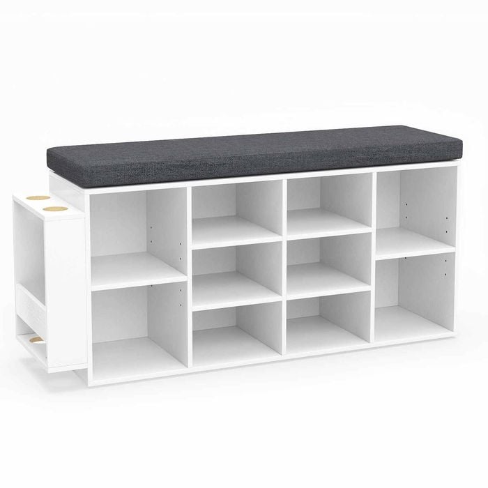 Costway 10-cube Shoe Cabinet Bench Storage Rack White