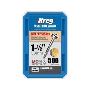 Kreg 38mm Zinc Coarse Thread MaxiLoc Head Pocket-Hole Screws - 500 Pack